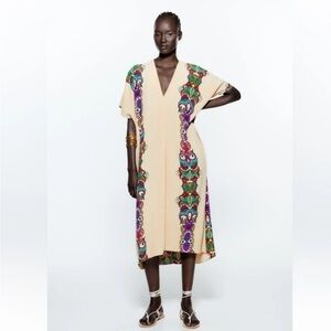 Zara Kafton print dress size medium
